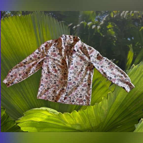 María caridad González petite Women's Long Sleeve Floral Blouse Multicolor 6 P - Picture 12 of 16